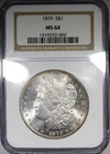 1879-P Morgan Dollar NGC MS64 Uncirculated Reverse Toned $1 Flashy