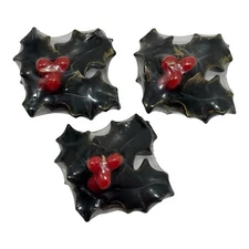 3 Biedermann & Sons Floating Candles Holly Berry Christmas Gold Black Red C7804