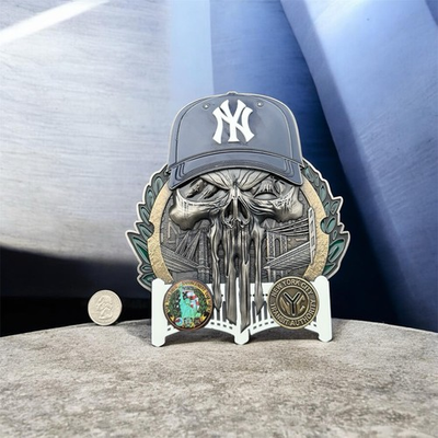 #ad Amazing NYC Drug Enforcement Task Force Punisher Yankees Challenge Coin 7” Huge $159.00