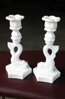 Vintage Westmoreland Milk Glass Dolphin Candlesticks
