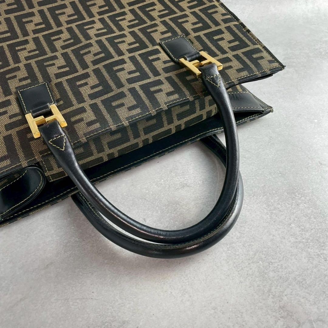 FENDI Zucca Tote Bag Handbag 15095 Canvas Beige Black Women From Japan thumbnail 9