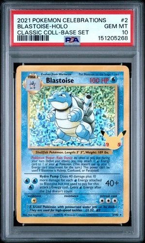 2021 POKEMON CELEBRATIONS CLASSIC COLLECTION #2 BLASTOISE-HOLO PSA 10