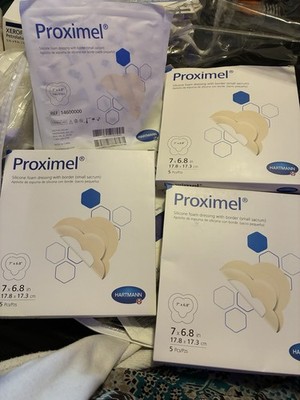 Proximel Silicone Foam Dressing with Border, Small Sacrum 7''×6.8'' 4 Boxes Of 5