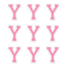 For Letter Y, Pink Alphabet Embroidered Patches (9 Pieces)