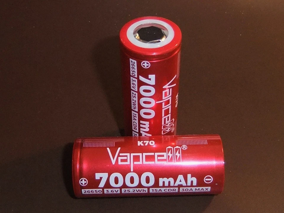 2x Vapcell K70 7Ah 26650 Batteries 3.7V Rechargeable +  Case FREE P&P - Image 4 of 4