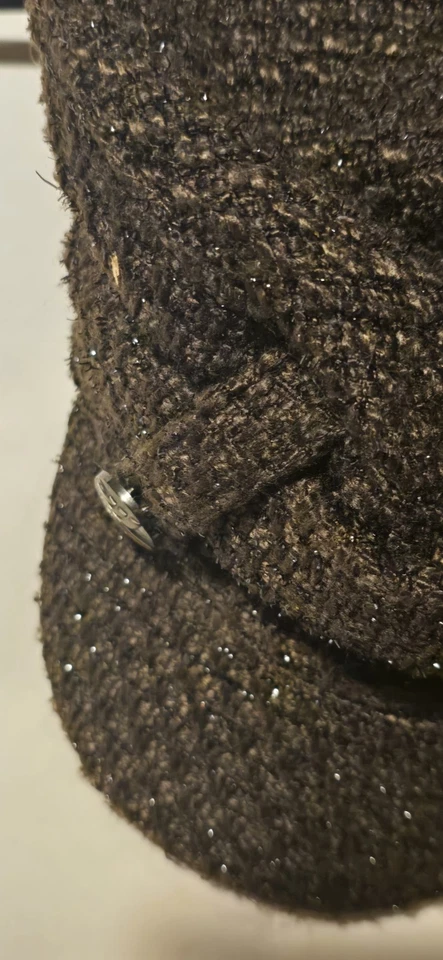 Коричневые блестящие бронзовые пуговицы на кепке из шерстяной смеси Newsboy - Изображение 2 из 4