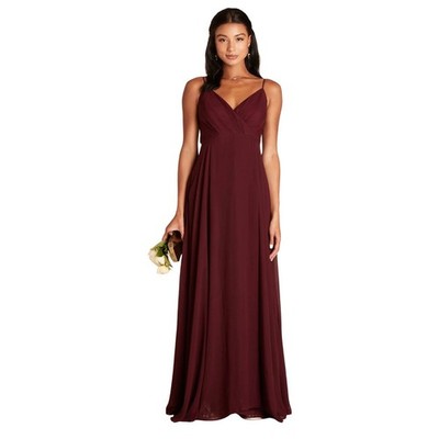 Birdy Grey Kaia Chiffon Maxi Bridesmaid Dress Womens Medium Cabernet Burgundy
