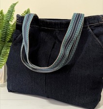 Jacquard Strap Denim Tote