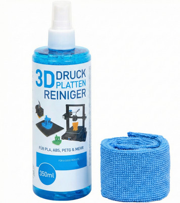 3D Druck Bauplatten Reiniger Set 350ml Spray + Mikrofasertuch Druckbett PEI Glas