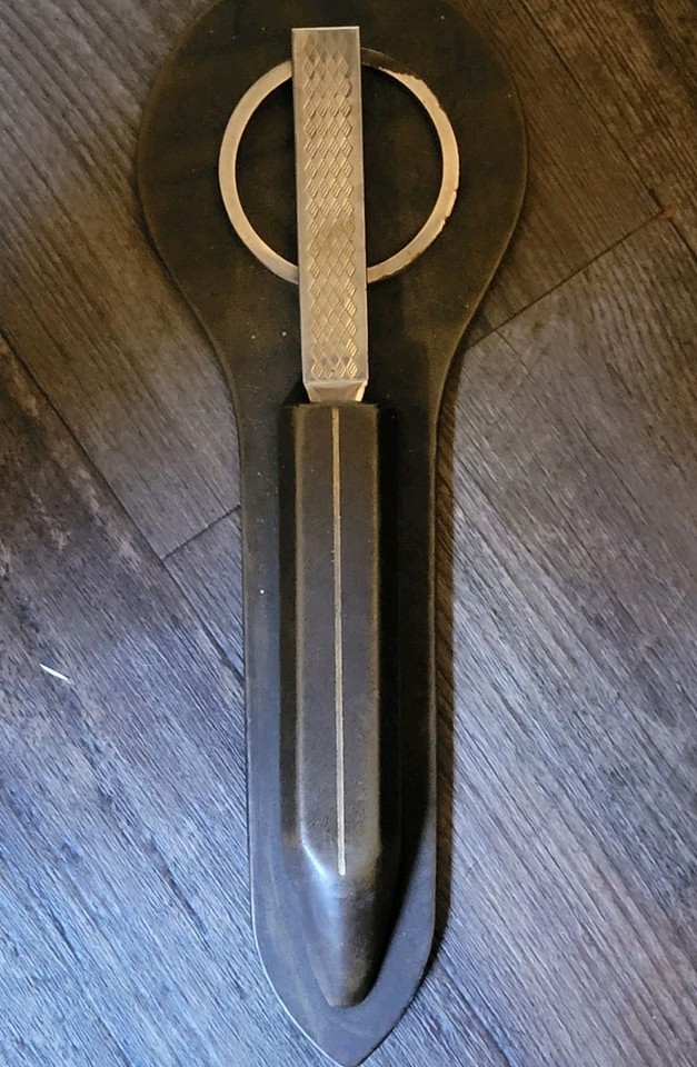 Vintage Mid Century Desk Set Scissors, Letter Opener and leather Brown. 11.5" 