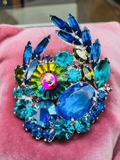 Vintage Juliana D&E Watermelon Rivoli Rhinestone Brooch Pin Made For Weiss