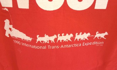 Vtg International Trans-Antarctica Expedition 1990 Red T Shirt Sz 