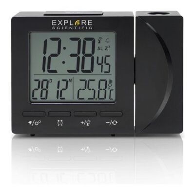 Explore Scientific RDP1001BLK Black Projection Thermometer Digital Alarm Clock