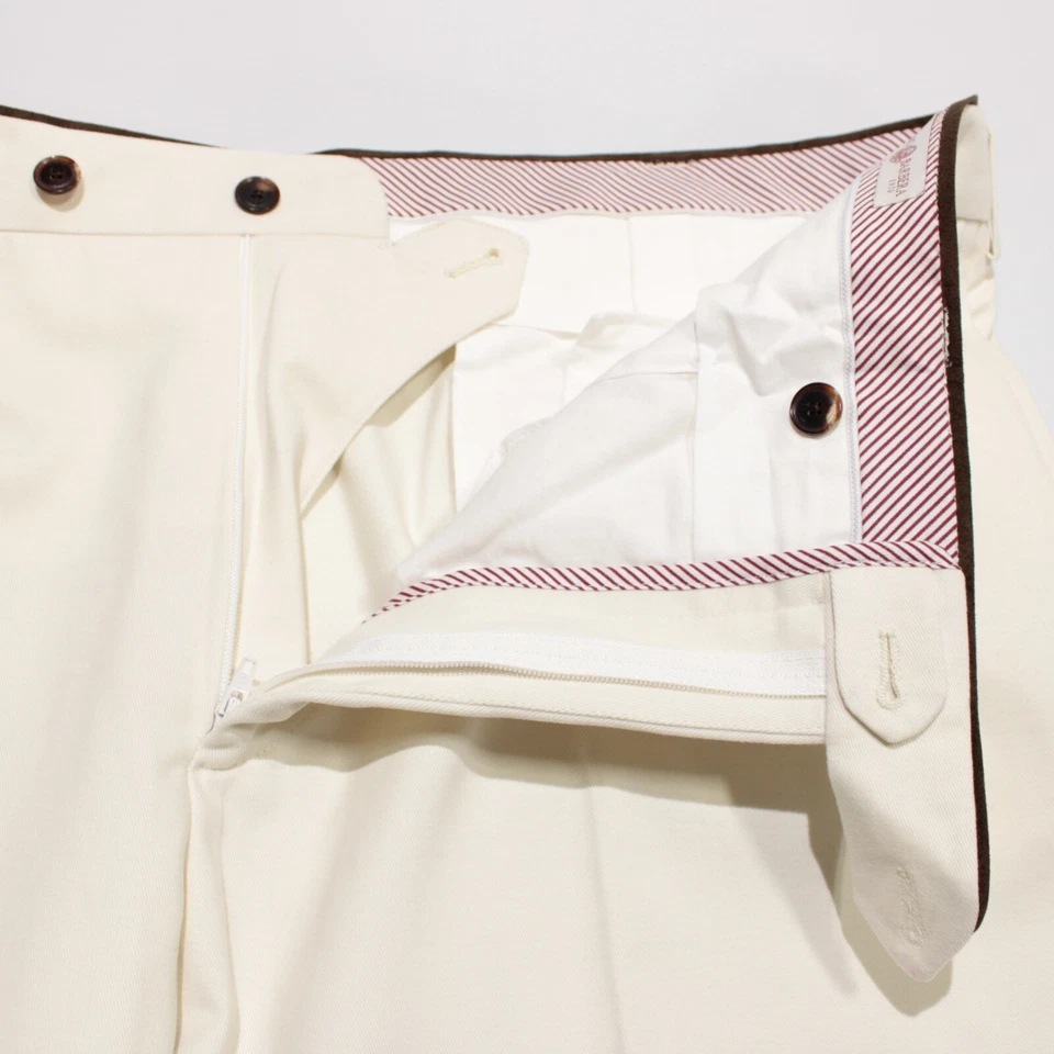 Pantalones chinos/informales Luciano Barbera nuevos con etiquetas talla 58 42 EE. UU. en algodón beige liso Foto 3 de 4