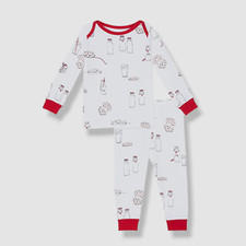 $40 BedHead Pajamas Babys White Milk & Cookie Print 2 Piece Pajama Set Size 3-6M