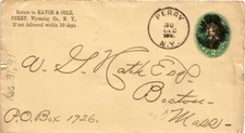 New York Perry 1891 cork killer  Postal Stationery Envelope.
