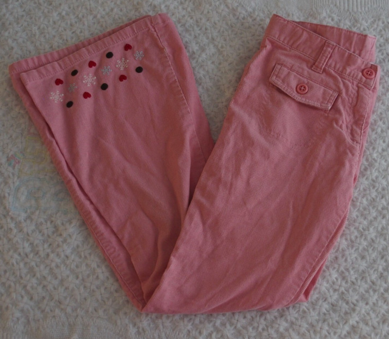 Gymboree 12 Girl Pants Pink corduroy EUC Snowflake heart dot Shimmer Winter Warm