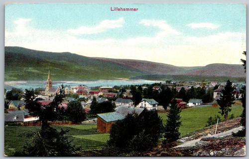 Lillehammer Norway c1910 Postcard Aerial View - Picture 1 of 2