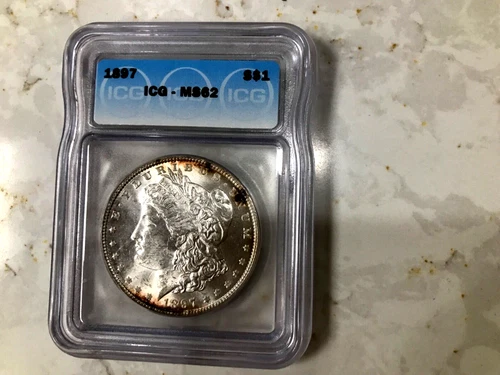 1897 SILVER MORGAN DOLLAR, CERTIFIED ICG MS 62