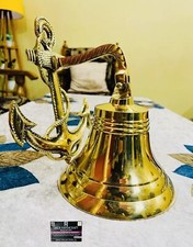 10''Solid Brass Ship Bell Hanging Nautical Door Bell With Wall Mounted Bracket
