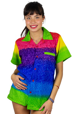 Funky Hawaiibluse Rainbow Horizontal verschiedene Größen Hawaiishirt Unisex