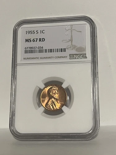 1955-S Lincoln Wheat Cent certified by NGC MS 67 RD Condition