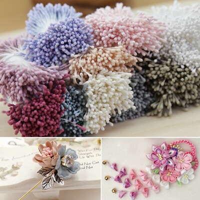 360-400Pcs Matte Effect Artificial Flower Stamen Double Buds Heads Cotton String