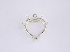 Heart 6 Prong Dangle Setting Sterling Silver