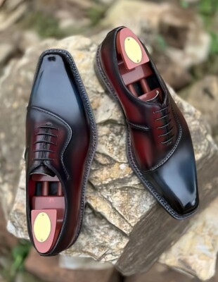 mens christmas dress shoes New Hand Crafted classic Real Maroon Leather Oxford For Men' & Wedding casual semi formal shoes for men