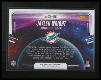 JAYLEN WRIGHT 2024 Panini Absolute Dolphins Star Gazing Rookie