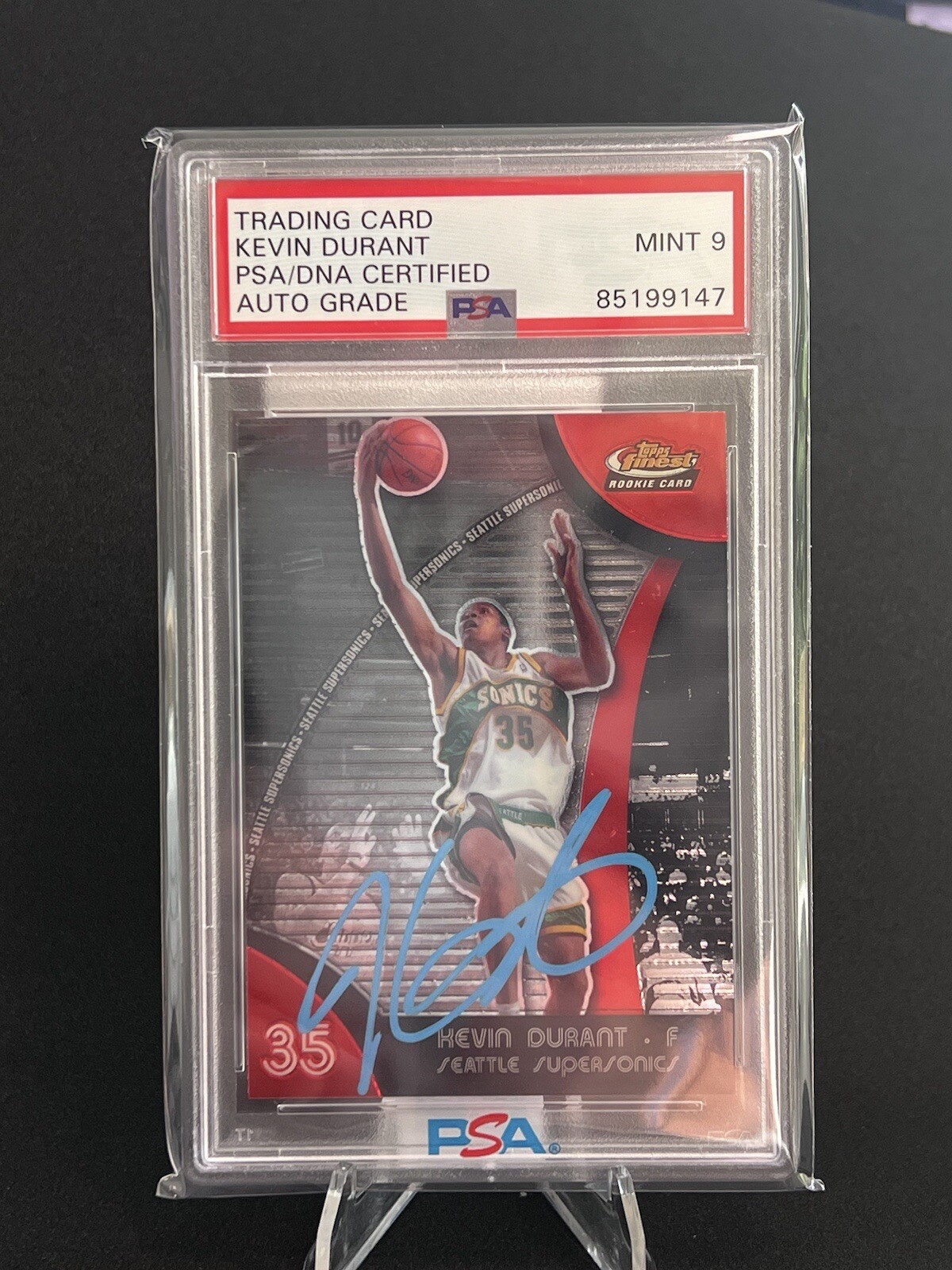 2007 Topps Finest #71 Kevin Durant RC Rookie Autograph PSA DNA 9 Auto