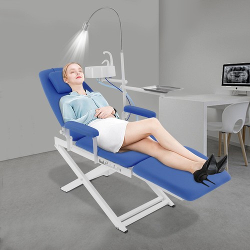 Sedia mobile pieghevole portatile blu sedia dentale indipendente con luce led moderna - Foto 19 di 20