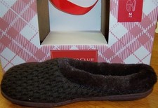 Scuff Slippers Brown Charter Club Faux Fur Knit Misses size Large New
