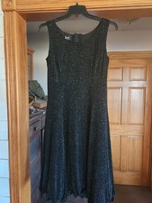 VGC Rnar's Black Multicolor Sequence Tea Length Dress With Full Skirt Size 15/16