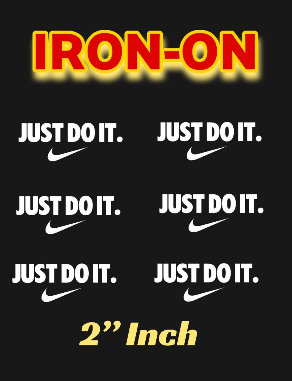 🔥☑️ Swoosh Just Do It IronOn Heat Transfers Set 6️⃣ of 2” inch White