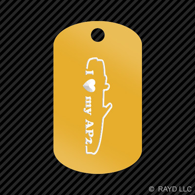 I Love my AP2 Keychain GI dog tag engraved many colors f20 f22 ap #2