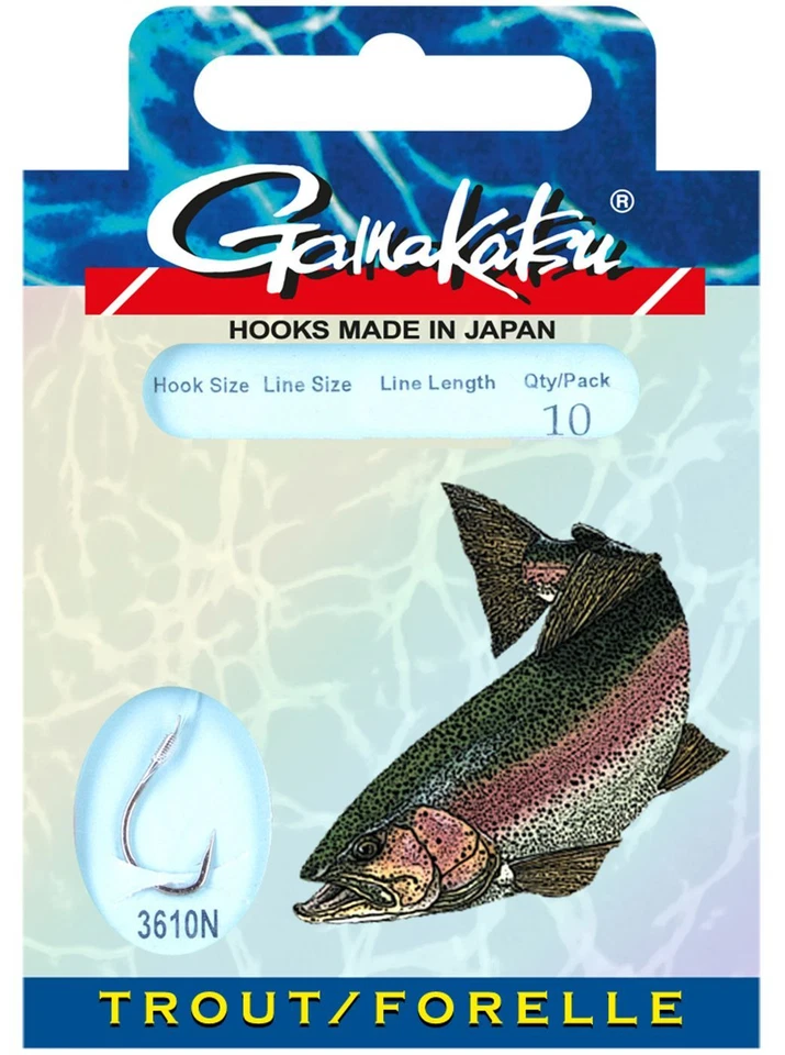 Gamakatsu Trout LS-3610 - 10 gebundene Forellenhaken, Angelhaken zum Schleppen