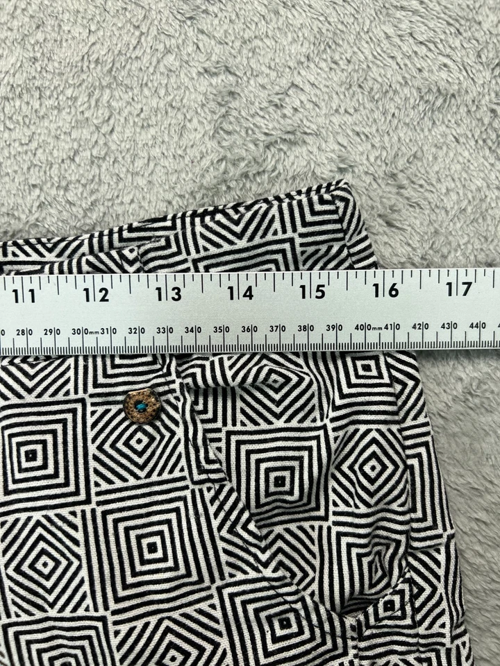 Shorts de linho JOLT Juniors 7 feminino 32 preto geométrico chino cintura média casual 1 - Imagem 2 de 4