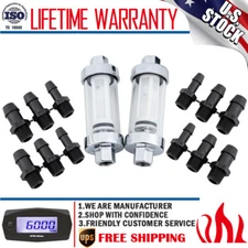 2 Pack Universal 1/4" 5/16" 3/8" Gas Glass Reusable Washable Inline Fuel Filter