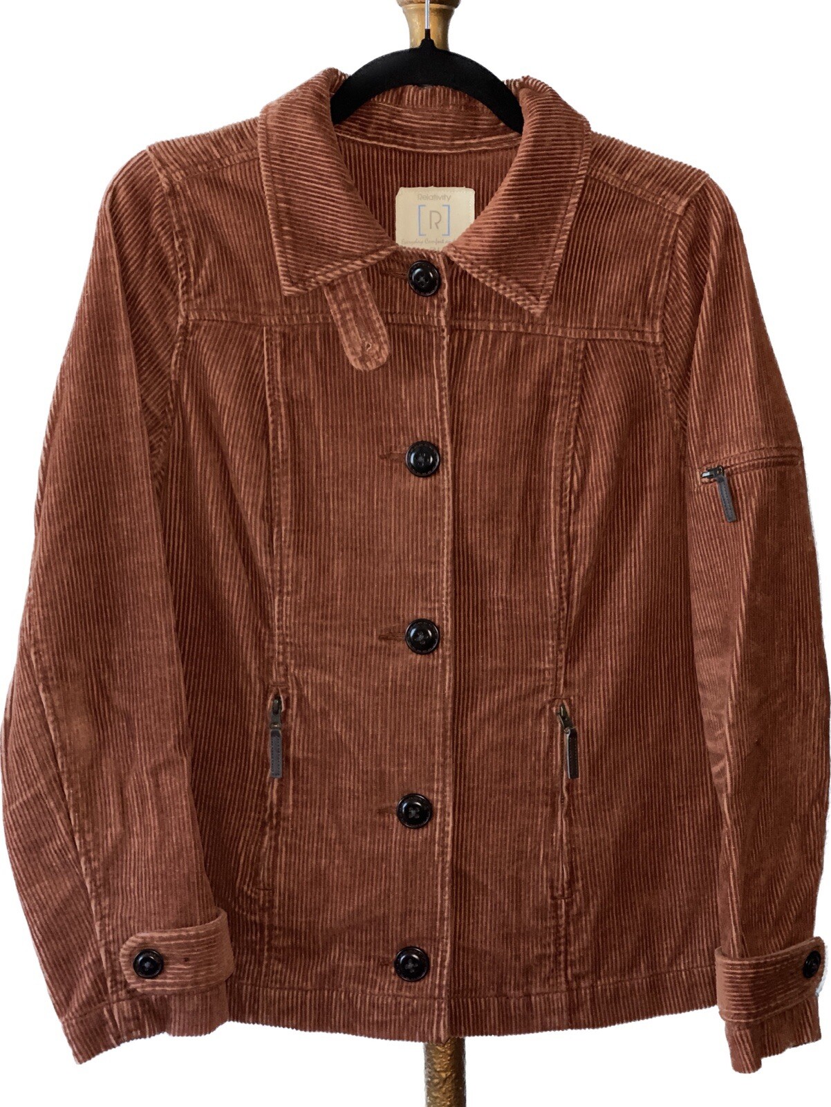 Relativity Reddish Brown Button Down Unlined Cord… - image 1