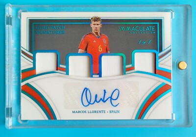 2022-23 Immaculate Soccer Marcos Llorente Quad Patch Auto 1/1 ! Game-Worn
