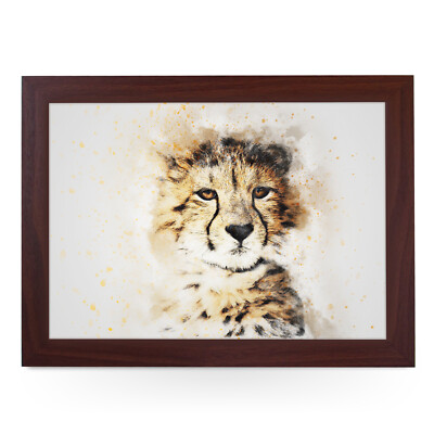 Neues Luxus Zuhause Premium gerahmtes Laptray - Tiere - Aquarell Leopard
