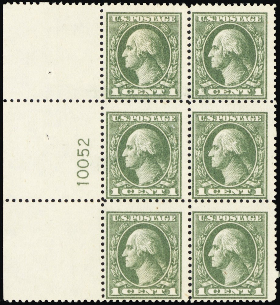 536, Mint 1¢ F/VF NH Plate Block of Six Stamps Cat $400.00