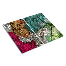 Glas-Herdabdeckplatte Ceranfeldabdeckung Zweiteilig 2x30x52 Abstrakte Federn