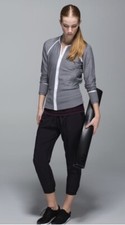 Women's Lululemon Sz 8 If You're Lucky Jacket Heathered Slate Gray Mesh Stretch