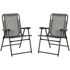Image of Outsunny 2Pcs Outdoor Patio Folding Chairs, Portable Garden Loungers Grey