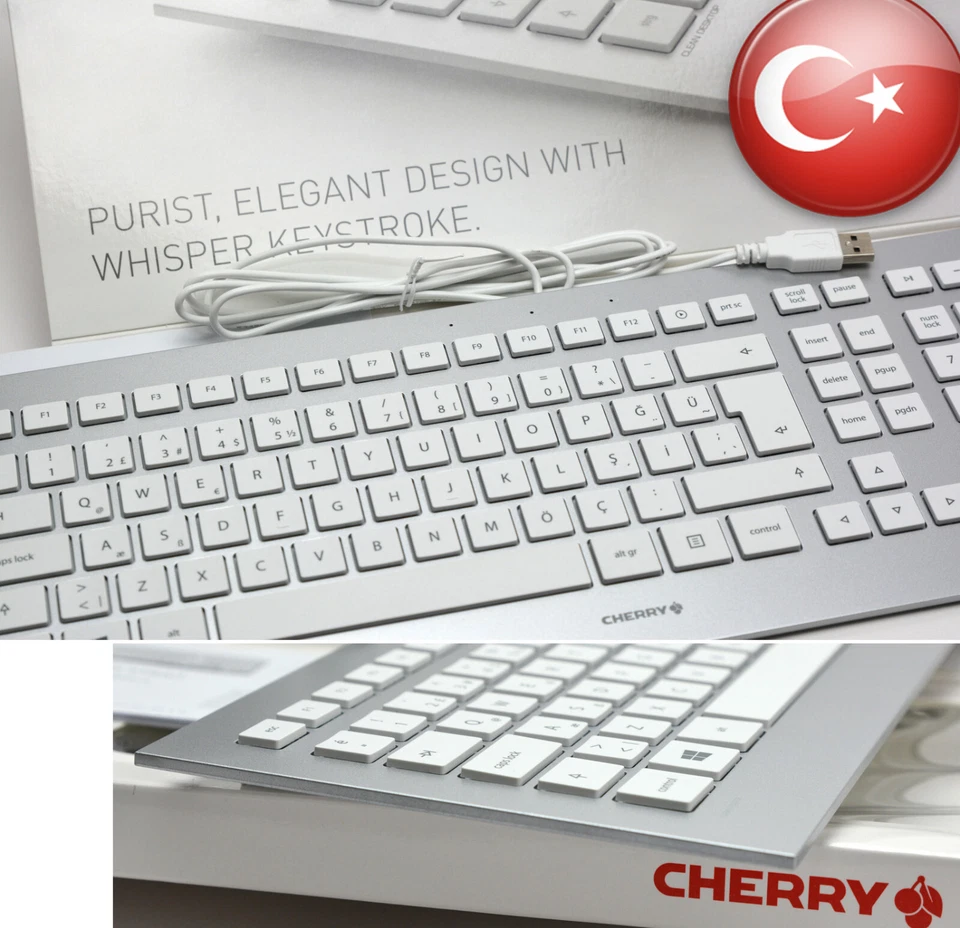 CHERRY DW8000 SLIM DESIGN WIRELESS TASTATUR + MOUSE JD-0300 ALU TURK TÜRKISCH - Bild 4 von 4
