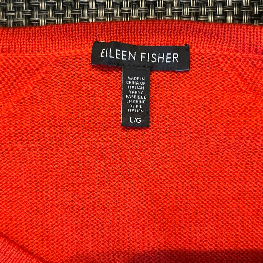 EILEEN FISHER Tie Side Merino Wool Sweater Lava R… - image 4