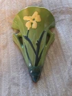 Roseville Art Pottery Green White Iris Wall Pocket 1284-8” EXCELLENT