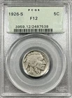 1926-S Buffalo Nickel PCGS F-12 OGH Key Date